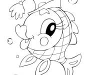 Coloriage et dessins gratuit Poisson portant un chapeau de clown pour la f&ecirc;te du 1er Avril à imprimer