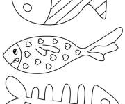 Coloriage Poissons d'Avril d&eacute;cor&eacute;s avec des c&oelig;urs