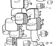Coloriage Poissons d'avril en forme g&eacute;om&eacute;trique