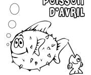 Coloriage Poissons d'avril en noir et blanc