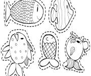 Coloriage Poissons d'Avril pour d&eacute;coupage