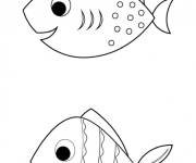 Coloriage Poissons d'Avril simplifi&eacute; cp