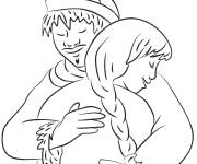Coloriage C&acirc;lin entre p&egrave;re et fille musulmane au Ramadan