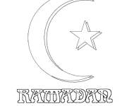 Coloriage Croissant et &eacute;toile Ramadan facile