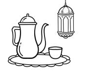 Coloriage et dessins gratuit De th&eacute; et la lampe musulmane à imprimer