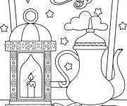 Coloriage Des dattes et du thé pendant les nuits de Ramadan