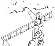 Coloriage et dessins gratuit Famille surveille le croissant de Ramadan à imprimer