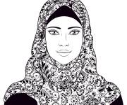 Coloriage Femme musulmane voilée au Ramadan