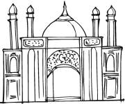 Coloriage Grande mosqu&eacute;e dessina &agrave; la main