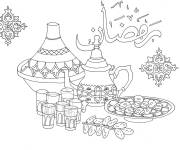 Coloriage Iftar apr&egrave;s une journ&eacute;e de jeun en Ramadan