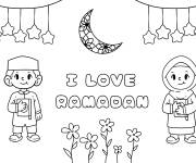 Coloriage J'aime le mois de Jeune de Ramadan