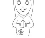 Coloriage Joyeuse fille musulmane au Ramadan