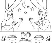 Coloriage L'heur de Iftar au Ramadan
