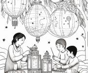 Coloriage Lanternes complexes pendant le Ramadan