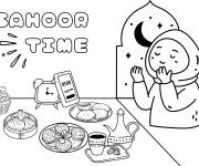 Coloriage Le temps de Sohour au Ramadan