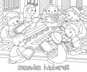 Coloriage Les enfants &agrave; la mosqu&eacute;e au Ramadan