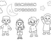 Coloriage Les enfants vous souhaitent un Ramadan Moubarek