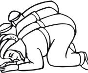 Coloriage Les musulmans en priant pendant le mois du Ramadan