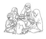 Coloriage Les petits enfants en priant &agrave; la mosqu&eacute;e