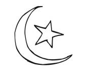 Coloriage et dessins gratuit Lune et &eacute;toile du Ramadan à imprimer