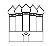 Coloriage et dessins gratuit Mosqu&eacute;e avec les 5 pri&egrave;res en tours à imprimer