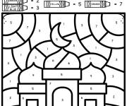 Coloriage Mosqu&eacute;e magique par num&eacute;ro sur th&egrave;me de Ramadan