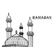 Coloriage Mosqu&eacute;e ou les musulmans font leurs pri&egrave;res