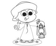 Coloriage Petit gar&ccedil;on musulman avec une lampe de dessin anim&eacute;