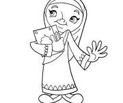 Coloriage Petite fille musulmane mignonne au ramadan