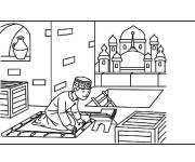 Coloriage Pratique de la pri&egrave;re musulmane au Ramadan