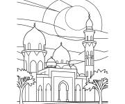 Coloriage Ramadan mosquée vue de ciel