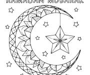 Coloriage Ramadan Mubarak et croissant