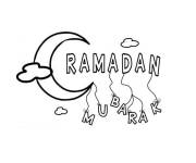 Coloriage et dessins gratuit Ramadan Mubarak sur un croissant à imprimer