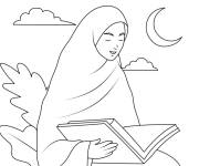Coloriage Ramadan ou les musulmans lisent le quoran