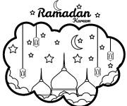 Coloriage et dessins gratuit Symboles de Ramadan dans une nuage à imprimer