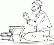 Coloriage Un veille homme en priant le jour de Ramadan