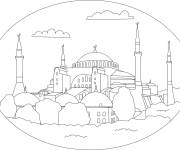 Coloriage Une belle mosqu&eacute;e au bord de la mer