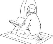 Coloriage Vieil homme musulman au pri&egrave;re