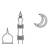 Coloriage et dessins gratuit Vue de sommet de mosqu&eacute;e et croissant à imprimer