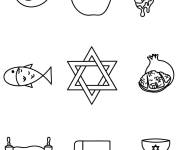 Coloriage 9 Symboles de Rosh Hashanah
