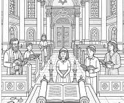 Coloriage A la Synagogue pour Roch Hachana