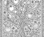 Coloriage Arbre de Vie difficile pour Rosh Hashanah