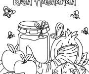Coloriage Carte de Rosh Hashanah avec motifs