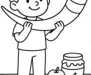 Coloriage Chofar aux mains de Rosh Hashanah