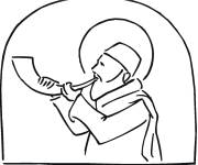 Coloriage et dessins gratuit chophar pour Roch Hachana à imprimer