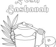 Coloriage Elements facile de Rosh Hashanah