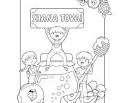Coloriage et dessins gratuit Enfants en c&eacute;l&eacute;brant le Rosh Hashanah à imprimer