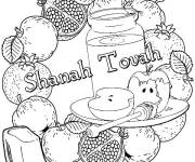 Coloriage Fruits de la f&ecirc;te de nouvel an juif