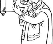 Coloriage et dessins gratuit Homme avec un chophar pour la f&ecirc;te religieuse à imprimer