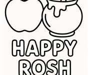 Coloriage Joyeux Rosh Hashanah en texte anglais